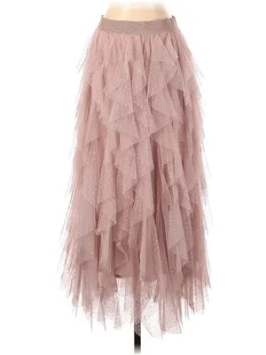 NWT by Anthropologie Evelyn Chéri Cheri in Rose Ruffled Tulle Midi Skirt L thumbnail 3