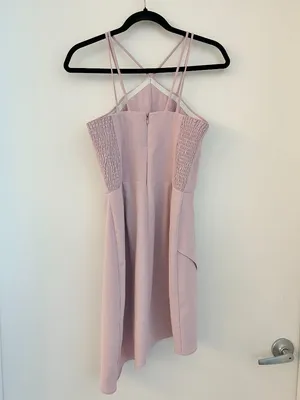 Amanda Uprichard Odean Asymmetrical Baby Pink Purple Cocktail Mini Dress Size S thumbnail 5
