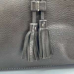 Lands’ End brown pebbled leather satchel. thumbnail 2