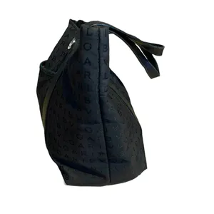 Bvlgari "Logo Mania" Black Signature Print Canvas Tote Bag With Leather Trim thumbnail 6