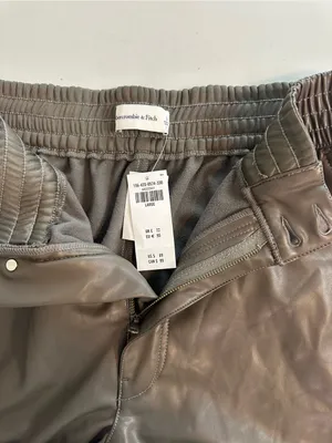 Abercrombie & Fitch Faux Brown Leather Cargo High Rise Jogger Pants Size L NWT thumbnail 9