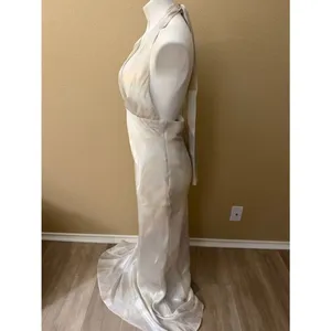 Zara Iridescent Pearl Halter Backless Satin Fairy Effect Dress thumbnail 4
