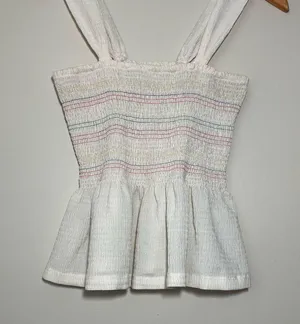 Madewell Rainbow Smocked Peplum Tank thumbnail 3