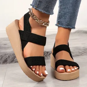 Black Wedge Sandals Size 9 thumbnail 1