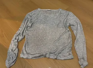 ZARA Silver Top Metallic long sleeve thumbnail 1