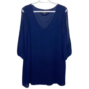 Lulus Shifting Dears Navy Blue Long Sleeve Dress size M thumbnail 2
