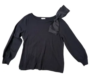 Coquette Black‎ Bow Shoulder Knit Sweater XL Balletcore Romantic Knit Top thumbnail 1