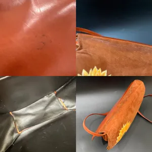 Vintage CHARLES JOURDAN Brown Suede Leather Hand-painted Sunflower Crossbody Bag thumbnail 13