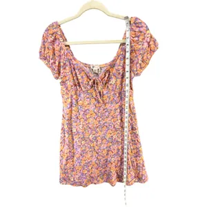 Billabong Dream Girl Mini Dress Womens M Orange Floral‎ Cottagecore Soft Girl thumbnail 8
