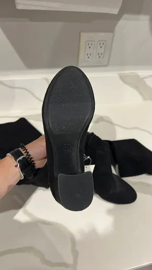 A New Day Black Suede Thigh-High Boots thumbnail 2