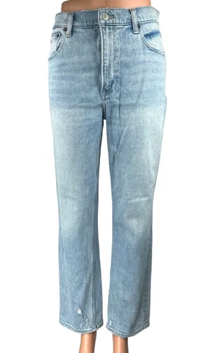 Abercrombie & Fitch 90's Straight Blue Ultra High Rise Distressed Denim Jeans 4 thumbnail 1
