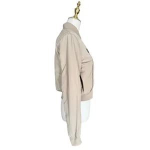 ALO Yoga Off Duty Bomber Jacket Small Gravel Taupe Down Puffer Cropped Womens thumbnail 3