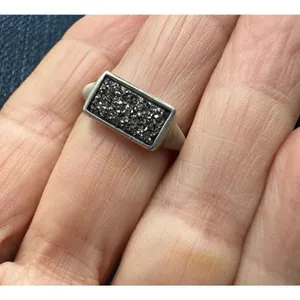 Kendra Scott black druzy   silver plated  ring thumbnail 10