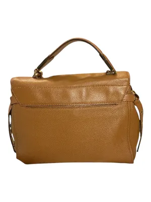 Michael Kors Carine Medium Pebbled Leather Satchel – Cognac/Luggage with Snake-Embossed Trim thumbnail 2