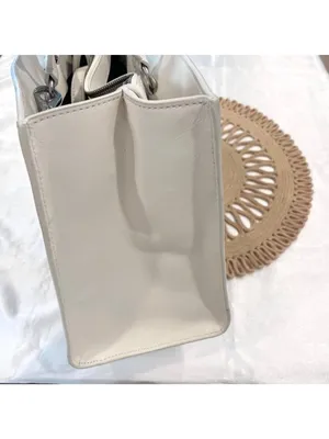 Polo Ralph Lauren X4104 White Black Leather Tote Bag Shoulder Bag Colorblock thumbnail 7
