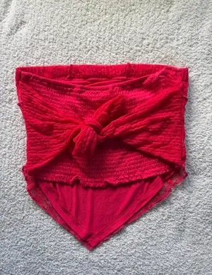 Buckle Red lace tube top with tie in back thumbnail 2