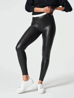 Spanx Shape Black Faux Leather Look at Me Now Fall Winter Leggings Pants Small thumbnail 1