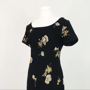 Vintage Ann Taylor Botanical Dress in Black | Size 6 thumbnail 2