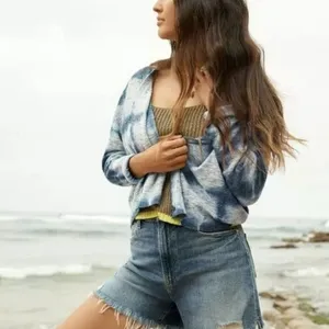 Anthropologie - Pilcro NWOT‎ Tie Dye Cardigan Sweater Size Large Indigo Blue Size M thumbnail 2