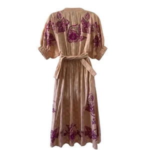 Misa Los Angeles Dress Small Lusila Embroidered Boho Peasant Cottage Pockets thumbnail 3
