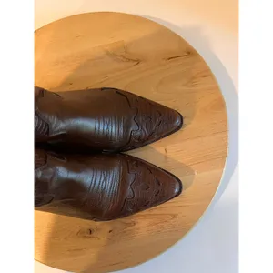 90s Nine West Brown Western Genuine Leather Point Toe Boot Size 7.5 Brazil Made thumbnail 10