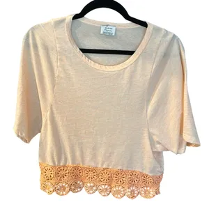 Zara Trafaluc coral top with‎ lace, M thumbnail 1
