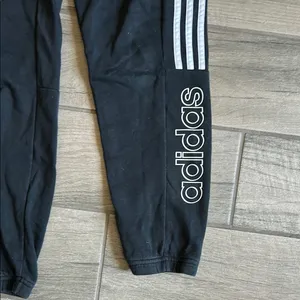 Adidas Black and White Sweatpants with Elastic Cuffs thumbnail 4