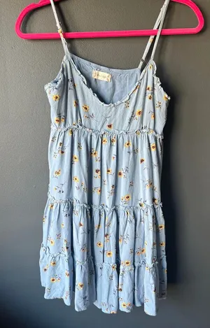 Altar’d State Chic Floral Tiered Dress - Light Blue Size Small thumbnail 1