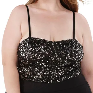 No Boundaries Sequin Black Bustier Top NWT Black Silver Corset Strappy Top thumbnail 4