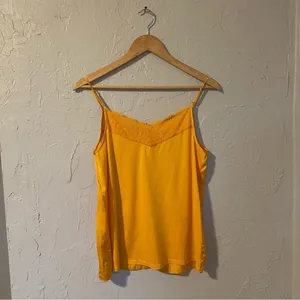 Massimo Dutti Sunlit Mustard Yellow Lace Camisole Cami Tank Top sz Small‎ thumbnail 2