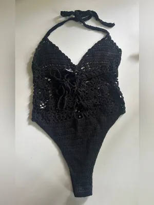 Black Crotchet Bodysuit Small thumbnail 2