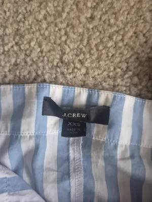 J. Crew Light Blue & White Striped Puff-Sleeve preppy summer Midi Dress XXS thumbnail 5