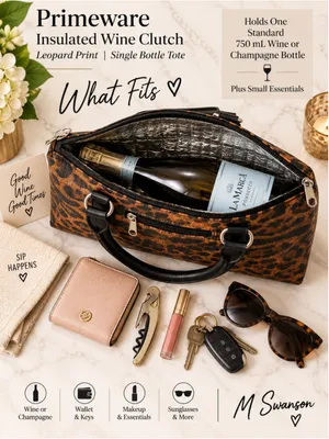 NEW Primeware Leopard Print Insulated Wine Clutch Single Bottle Tote NWOT thumbnail 6
