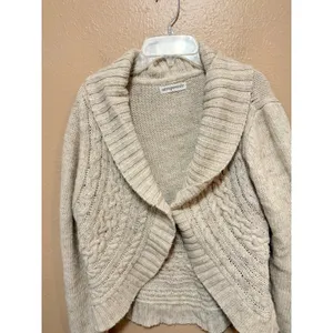 Aeropostale Womens XL Tan Cable Knit Shawl Collar Cardigan Sweater‎ thumbnail 6