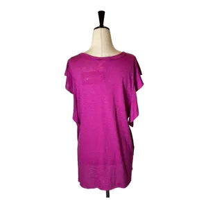 Free People Shirt Women Small Pink‎ Raspberry Ruffled So Easy Tee Top Boho NWT thumbnail 4