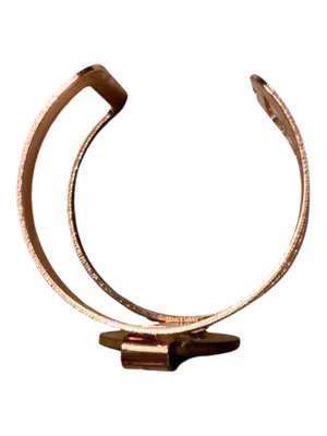 Vintage Boho Rose Gold Tone Open Cuff Bracelet with Round Wood Accent Center thumbnail 2