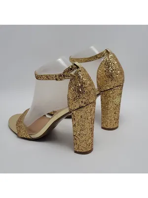 J Adams Shirley Gold Glitter Ankle Strap Heeled Sandals Size 8.5 thumbnail 12