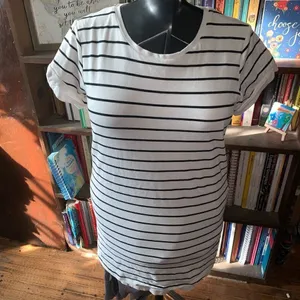 Lulu’s Cafe Society cream & black comfortable M T-shirt dress thumbnail 2