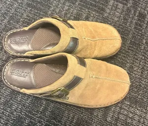 Børn tan suede mule clogs comfort shoes sz 8 thumbnail 1
