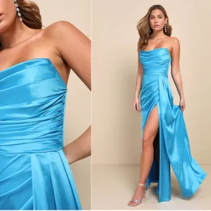 LULU's Sexy Prom Wedding Bridesmaid Elegant Satin Chic Retro Glamorous Gown thumbnail 3
