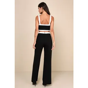 NWT Lulus Set for Perfection Black Color Block Two-Piece Jumpsuit Party Size XS thumbnail 3