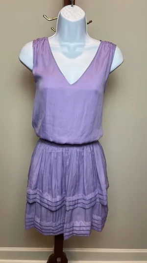 Do+Be Light Purple Sleeveless Blouson Mini Dress V‑Neck Ruffle Hem Size M thumbnail 1