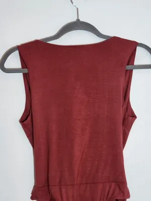 Lulus Marsala Faux Wrap Sleeveless Bodysuit Size Small NWT thumbnail 5