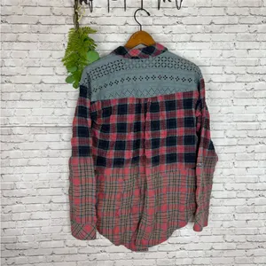 Miss Me Distressed Crochet Lace Button Down Flannel thumbnail 4