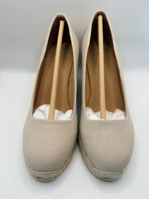 J.Crew Beige Espadrille Wedge Heels Canvas Coastal Resort Nautical Womens Size 7 thumbnail 4