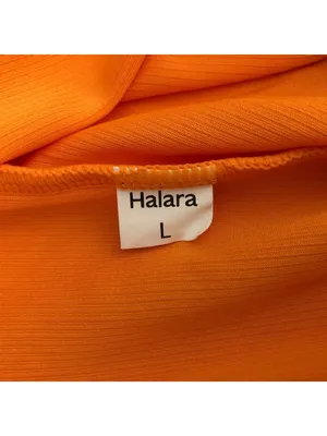 Halara V Neck Short Sleeve Pocket Waffle Casual Romper Orange L thumbnail 6
