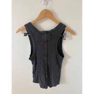 We The Free Ribbed Scoop Neck Tank Top Charcoal Grey Sleeveless Small thumbnail 4