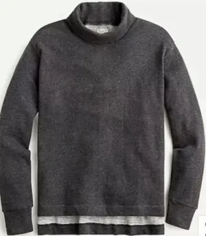 J.Crew Vintage Cotton Terry Turtleneck Sweatshirt Charcoal Gray‎ AS079 L thumbnail 1