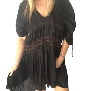 Free People black rainbow smocked dress boho Small thumbnail 2