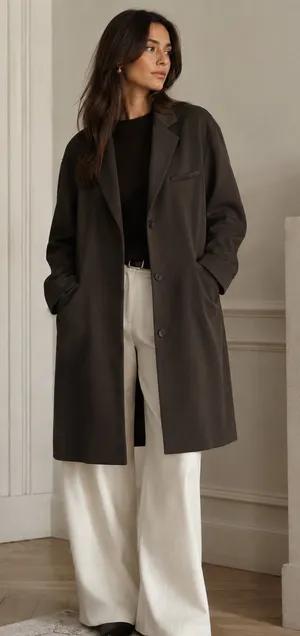 ZARA Brown Oversized Longline Blazer Coat Quiet Luxury Minimalist Old Money Sz S thumbnail 1